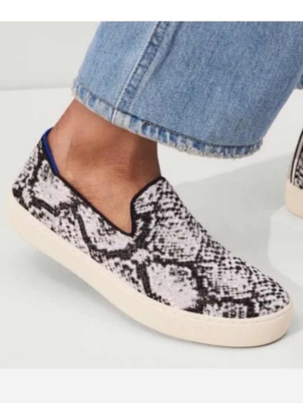Rothy's The Original Slip On Sneaker in Python Size 6 Black White Grey *Retired*